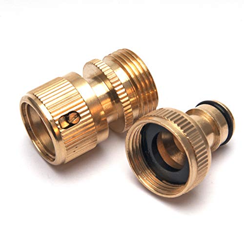 2-teilige Gartenschlauchanschlüsse aus massivem Messing, 3/4-Zoll-Schnellanschlussadapter für Buchsen und Stecker, Schlauchanschlüsse für Autowaschpistolen und Gartenbewässerungssysteme von DTXLX