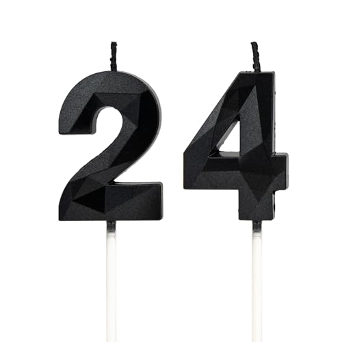 Geburtstagskerzen Zahlen 24,3D Schwarz Kerzen Geburtstag für Kuchen geburtstagsdeko, Geburtstag Kerzen Zahlen, Geburtstagskerzen Kinder für Partys, Hochzeiten, Firmenfeiern, Jubiläen Geburtstagskerzen Zahlen 24,3D Schwarz Kerzen Geburtstag für Kuchen geburtstagsdeko, Geburtstag Kerzen Zahlen, Geburtstagskerzen Kinder für Partys, Hochzeiten, Firmenfeiern, Jubiläen von DTXLX
