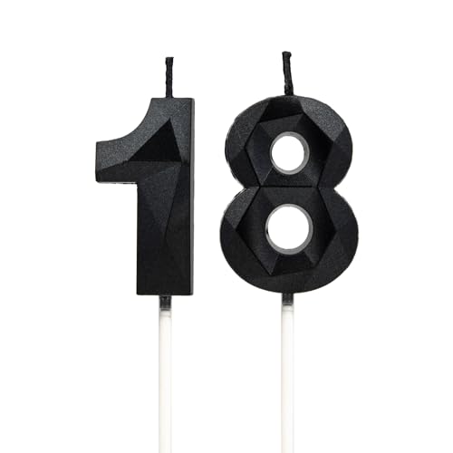 Geburtstagskerzen Zahlen 18，3D Schwarz Kerzen Geburtstag für Kuchen geburtstagsdeko, Geburtstag Kerzen Zahlen, Geburtstagskerzen Kinder für Partys, Hochzeiten, Firmenfeiern, Jubiläen von DTXLX