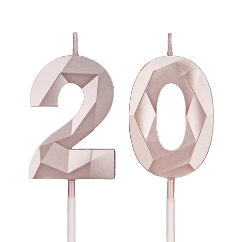 Geburtstagskerzen Zahlen 20,3D Roségold Kerzen Geburtstag für Kuchen geburtstagsdeko, Geburtstag Kerzen Zahlen, Geburtstagskerzen Kinder für Partys, Hochzeiten, Firmenfeiern, Jubiläen Geburtstagskerzen Zahlen 20,3D Roségold Kerzen Geburtstag für Kuchen geburtstagsdeko, Geburtstag Kerzen Zahlen, Geburtstagskerzen Kinder für Partys, Hochzeiten, Firmenfeiern, Jubiläen von DTXLX