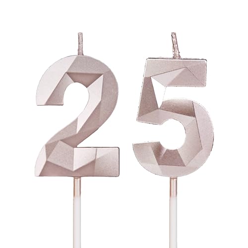 Geburtstagskerzen Zahlen 25,3D Roségold Kerzen Geburtstag für Kuchen geburtstagsdeko, Geburtstag Kerzen Zahlen, Geburtstagskerzen Kinder für Partys, Hochzeiten, Firmenfeiern, Jubiläen Geburtstagskerzen Zahlen 25,3D Roségold Kerzen Geburtstag für Kuchen geburtstagsdeko, Geburtstag Kerzen Zahlen, Geburtstagskerzen Kinder für Partys, Hochzeiten, Firmenfeiern, Jubiläen von DTXLX