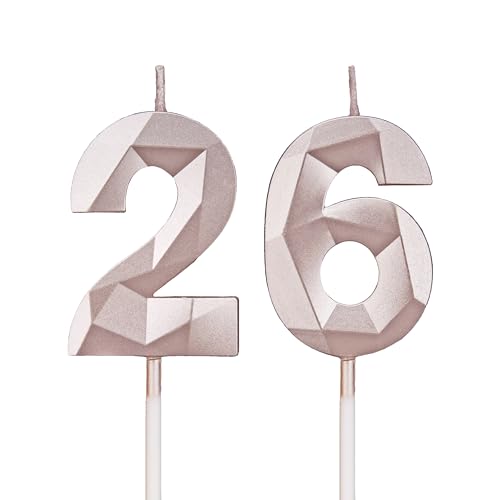 Geburtstagskerzen Zahlen 26,3D Roségold Kerzen Geburtstag für Kuchen geburtstagsdeko, Geburtstag Kerzen Zahlen, Geburtstagskerzen Kinder für Partys, Hochzeiten, Firmenfeiern, Jubiläen Geburtstagskerzen Zahlen 26,3D Roségold Kerzen Geburtstag für Kuchen geburtstagsdeko, Geburtstag Kerzen Zahlen, Geburtstagskerzen Kinder für Partys, Hochzeiten, Firmenfeiern, Jubiläen von DTXLX
