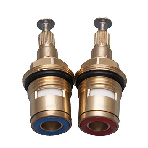 Messing Keramik Hahn Ventil Kern, Wasserhahn Spulenventil Ersatz, Viertelumdrehung Scheibe Messing Drehventile für Küche, Bad, Garten Ect Wasserhahn (1 Paar heiß & kalt) von DTXLX