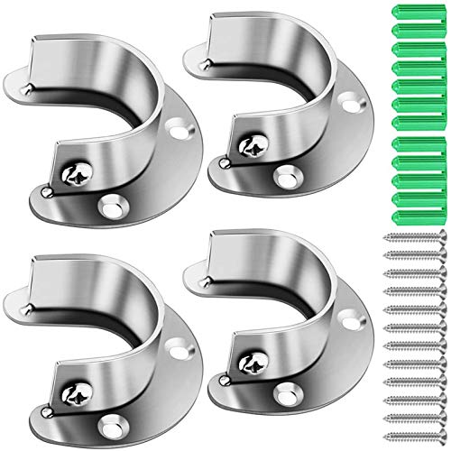 Stangenhalterung U-förmiges Set, 304 Edelstahl-Pfosten-Sockelflansche U Für Kleiderschrank, Schrank, Badezimmer, Küche usw. Hängestangen-Flansch-Set (32 MM) von DTXLX
