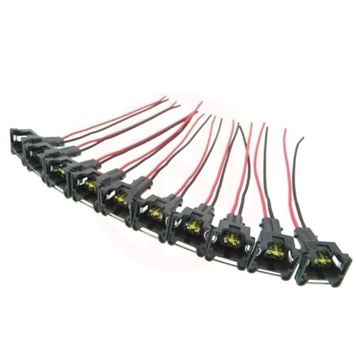 Einspritzdüsen Auto Kraftstoffeinspritzer SET Wasserdichter EV1-Kraftstoffeinspritzer-Stecker-Anschluss passend für Bosch 440cc 650cc 850cc 1000cc mit Stift und Draht(10pcs) von DTYBJN