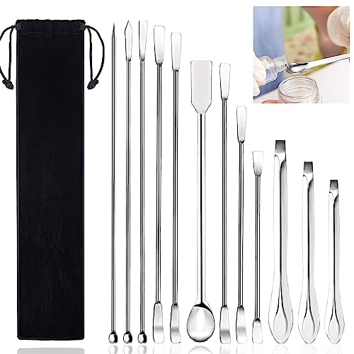 DTYGUIXE 12 Stück Labor Spatel Edelstahl Lab Löffel Mikro Spatel Micro Scoop Set 2-in-1 Laborlöffel Lab Mischen Spatel Experimentierlöffel mit Tasche für Mikromedikamente, Reagenzien, Polymerton DTYGUIXE 12 Stück Labor Spatel Edelstahl Lab Löffel Mikro Spatel Micro Scoop Set 2-in-1 Laborlöffel Lab Mischen Spatel Experimentierlöffel mit Tasche für Mikromedikamente, Reagenzien, Polymerton von DTYGUIXE