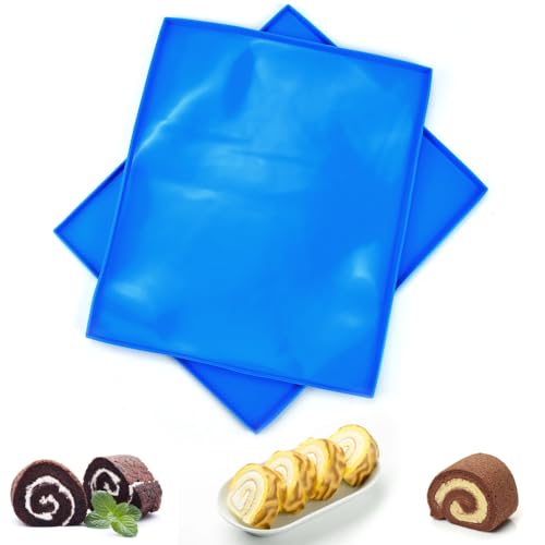 DTYGUIXE 2 Stück Silikon Backblech Rollmatte Biskuitrollenmatte Antihaftbeschichtet Silikonbackmatte Swiss Roll Backmatte 30.5 * 25.8 * 1cm Silikon-Kuchenrollenmatte Biskuitrolle Backform für Kochen von DTYGUIXE