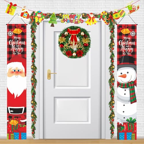 DTYGUIXE 2 Stücke Frohe Weihnachten Banner 180*30cm - Hängende Weihnachtsbanner Mit Couplet für Terrassen, Veranden, Haustür, Fenstern, Gärten DTYGUIXE 2 Stücke Frohe Weihnachten Banner 180*30cm - Hängende Weihnachtsbanner Mit Couplet für Terrassen, Veranden, Haustür, Fenstern, Gärten von DTYGUIXE
