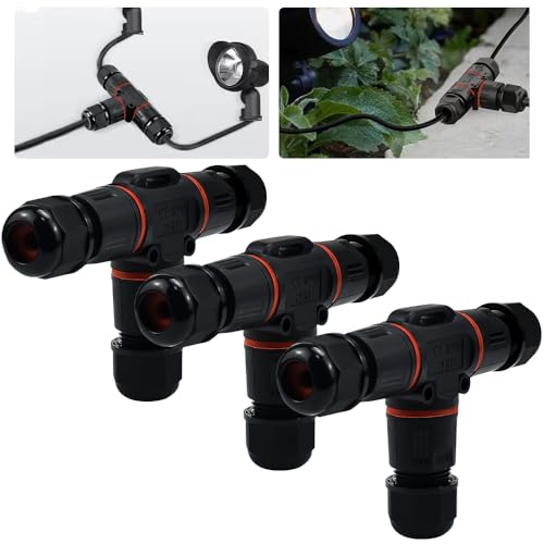 DTYGUIXE 3 Stück Kabelverbinder Wasserdicht T-Form Verteilerdose ip68 Klemmdose Abzweigdosen-Kabelverbinder M20T Verbindungsmuffe Kabel für Außengeräte, Untergrundbeleuchtung, Gartenbeleuchtung von DTYGUIXE