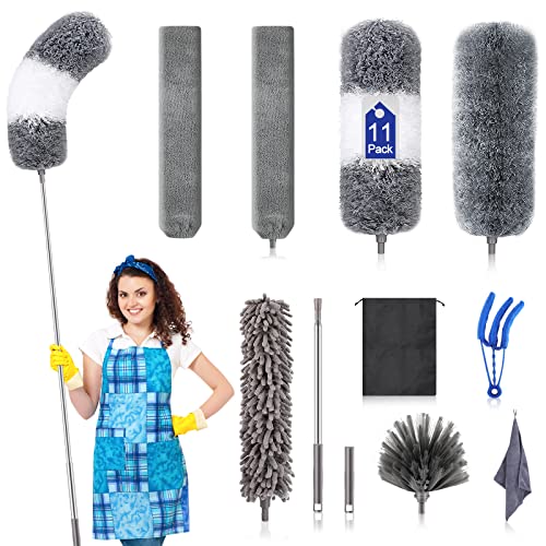 Mikrofaser-Staubwedel-Set (11-teilig), Staubwedel mit Verlängerungsstange (76,2 bis 254 cm), waschbare Staubwedel zur Reinigung, biegbarer Mikrofaser-Feder-Staubwedel, Deckenventilator-Staubwedel ist von DTZERT