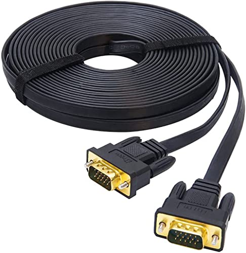 DTech 10 m VGA Kabel ultradünner flacher Computer monitor Kabel lang 32 Fuß Stecker zu Stecker 15poliger Stecker Standard SVGA Kabel Schwarz von DTech