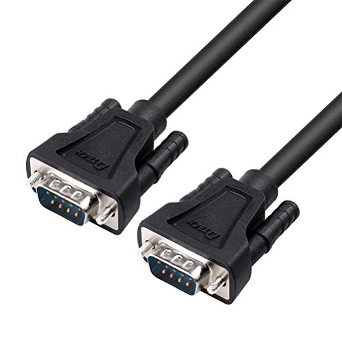 DTECH DB9 zu DB9 RS232 Serielles Kabel Stecker zu Stecker Null Modemkabel Kreuz TX RX-Leitung für Datenkommunikation (1,5 m, schwarz) von DTECH