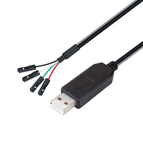 DTECH USB auf TTL Serial 3,3 V Adapterkabel TX RX Signal 4-polig 0,3 cm Pitch Buchse PL2303 Prolific Chip Windows 10 8 7 XP Vista (1,8 m, schwarz) von DTech
