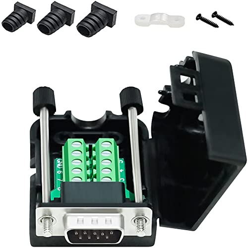 DTECH DB9 Breakout Connector Male RS232 Serial Adapter Solderless Module Board mit Schraubklemmenblock Gehäuse langen Schrauben und Endrohren (DB9 männlich + lange Schrauben) von DTECH