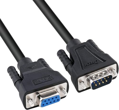 DTech DB9 RS232 Serielles Kabel Stecker-Buchse-Verlängerung Nullmodemkabel Kreuz TX/RX-Leitung für Daten kommunikation (2 m, schwarz) von DTech