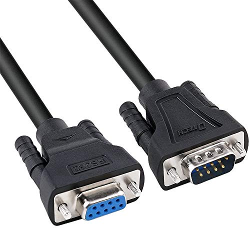DTECH DB9 RS232 Serielles Kabel Stecker zu Buchse Verlängerungskabel Nullmodemkabel gekreuzte TX RX Leitung für Daten kommunikation (1,5 m, schwarz) von DTECH