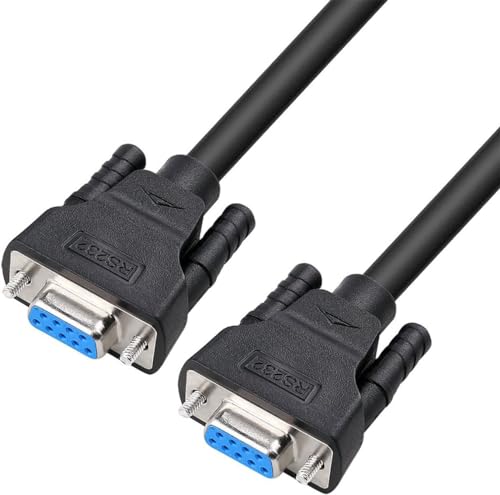 DTech DB9 RS232-Serienkabel Buchse zu Buchse Nullmodemkabel Kreuz TX/RX-Leitung für Datenkommunikation (2 m, schwarz) von DTech