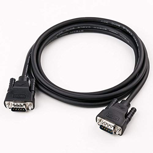 DTECH DB9 zu DB9 RS232 Serielles Kabel Stecker zu Stecker Null Modemkabel Kreuz TX/RX-Leitung für Datenkommunikation (2 m, schwarz) von DTECH