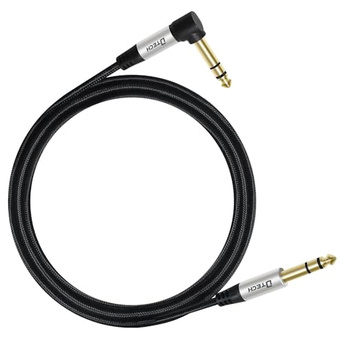 DTECH E-Gitarrenkabel TRS 1/4 Instrumentenkabel Aux rechtwinkliger symmetrischer Stereo-Klinkenstecker Viertelzoll 6,35 mm (1M right angle) von DTECH