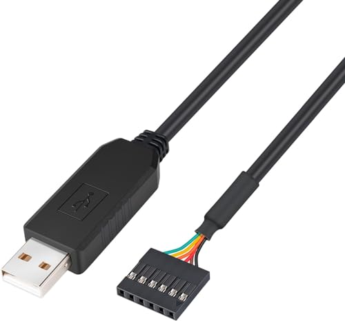 DTECH FTDI USB zu TTL Seriell Adapter 5V UART Kabel 6 Pin Buchse Header FT232RL Chip Datenkabel für Windows 10 8 7 Linux MAC OS (1,8 m, Schwarz) von DTECH