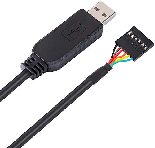 DTECH FTDI USB zu TTL Serielles 3,3-V-Adapterkabel 6-poliger 0,1-Zoll-Pitch-Buchsenkopf UART IC FT232RL-Chip Windows 10 8 7 Linux (1,8 m, Schwarz) von DTECH