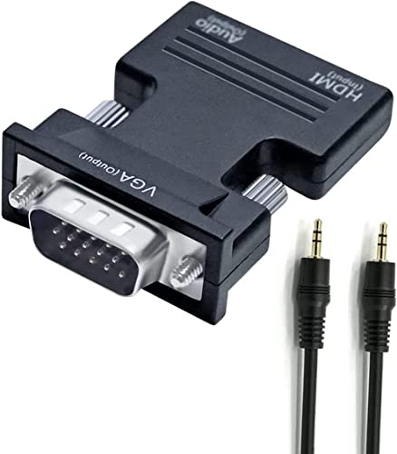 DTech HDMI zu VGA Adapter mit 3,5mm Audioan schluss für alten Computer monitor PC TV 1080P Video (HDMI F zu VGA M) von DTech
