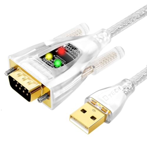 DTECH USB zu Serial Adapter 2m Features FTDI Chip DB9 9 Pin RS232 zu USB Kabel FT231 Chipset Unterstützung Windows 11 10 8 XP Mac OS Linux Datenleuchten erkennen von DTECH