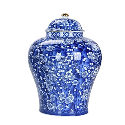 DU HUI Antike chinesische Blumenkeramikglas blau und weiße Ingwerglas for Wohnkultur -Porzellan -Tempelglas traditionelles Lebensmittelglas for Kitchen -Tisch -Herzstück von DU HUI