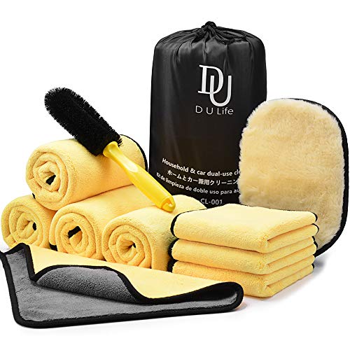 DU Life Auto Waschen Set 10-teilig - Auto Reinigungsset mit 8 Mikrofaser-Tüchern (600g/m²), Waschhandschuh, Radbürste & Aufbewahrungsbeutel, fusselfrei & kratzfrei für Fahrzeugreinigung DU Life Auto Waschen Set 10-teilig - Auto Reinigungsset mit 8 Mikrofaser-Tüchern (600g/m²), Waschhandschuh, Radbürste & Aufbewahrungsbeutel, fusselfrei & kratzfrei für Fahrzeugreinigung von DU Life