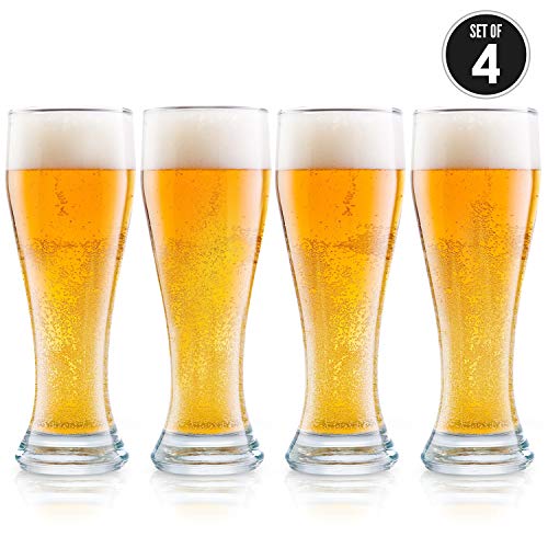 In den USA hergestellte Pilsnergläser - geätztes Bierglas für bessere Kopfhaltung, Aroma und Geschmack - 473 ml Biergläser für Biertrinken - 4 Stück von DU VINO