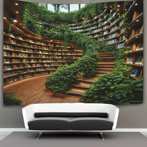 DUABELPHF 3D Druck Bookshelf Wandteppiche Poster Ornament Wandbehang Wandteppich Wanddeko Wandbehang Für Schlafzimmer Wohnzimmer Tapisserie 180cmx230cm von DUABELPHF