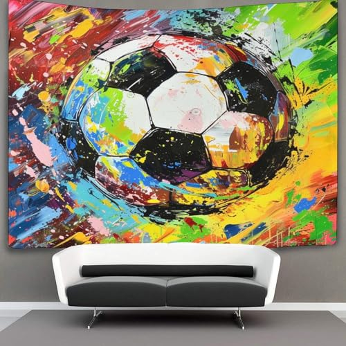 DUABELPHF 3D Druck Soccer Ball Wandteppiche Poster Ornament Wandbehang Wandteppich Wanddeko Wandbehang Für Wohnzimmer Dekor,Schlafzimmer Tapisserie 70cmx100cm von DUABELPHF
