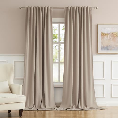 DUALIFE Extra Lange Vorhänge, Stangentasche/Rücklasche, dreifach gewebt, Mikrofaser, Raumverdunkelung, Sichtschutzvorhänge, B 132 x L 332 cm, 2 Paneele von DUALIFE
