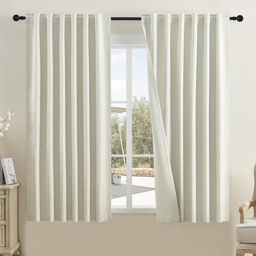 DUALIFE Vorhänge aus Leinenimitat, 160 cm Länge, für Schlafzimmer, Stangentasche und Rückenlasche, wärmeisoliert, Fensterpaneele, Raumverdunkelung, Verdunkelungsvorhänge für Wohnzimmer, 127 x 160 cm, von DUALIFE