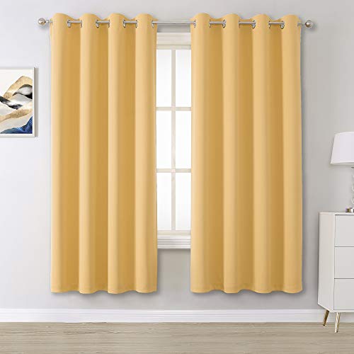 Desert mist Curtains 63 Inches Long Soft Blackout Curtain Panels for Bedroom Room Darkening Solid Window Drapes for Living Room Thermal Insulated Grommet Top 52W x 63L,2 Paneele von DUALIFE