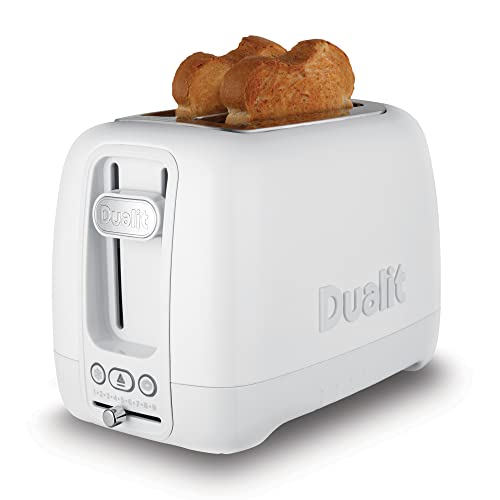 Dualit Domus Toaster 2 Scheiben - Weiß - Extra Lange Schlitze für Große Brotscheiben - Bagel & Toaster Auftaufunktion – Peek & Pop® Funktion - Passender Domus Wasserkocher & Sandwichgitter Erhältlich von DUALIT