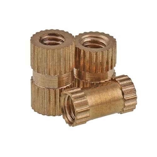 10/50 Stück M2 .5 M3 M4 M5 M6 M8 M10 Massivmessing Reines Kupfer Metrisches Gewinde Spritzguss Rändeleinsatzmutter Eingebettete Mutter(Length 2mm,25pcs M4(OD 6.3mm)) von DUANGYMM