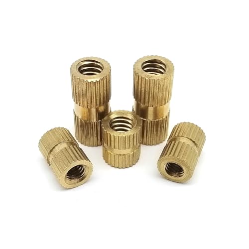 10 stücke Gewinde Solide Messing Kupfer Spritzguss Rändel Einsatz Mutter Eingebettet 4#-40 6#-32 8#-32 10#-32 1/4-20(Yellow,Long 8mm) von DUANGYMM