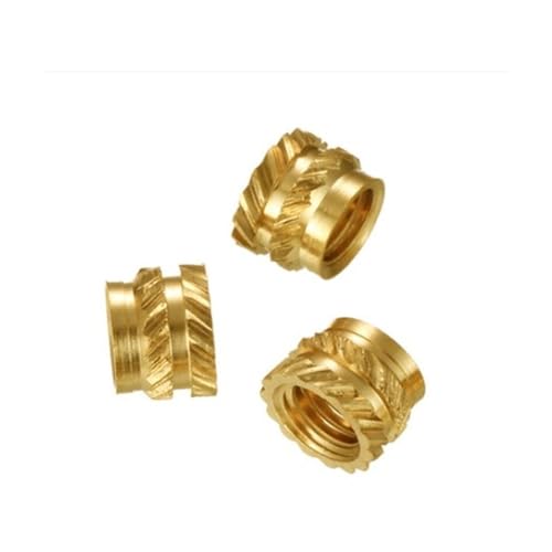 20–100 Stück M1.4 .6 M2 .5 M3 M4 M5 M6 M8 Messing-Hotmelt-Einsatz Rändelmutter Gewinde Wärmeformung Doppel-Twill-Einspritzmutter(Length 6mm,M2.5 OD4mm 100pcs) von DUANGYMM