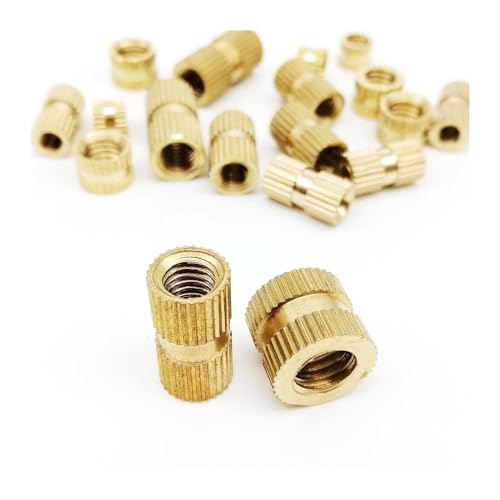 5/10/25 Stück M1.6 M2 .5 M3 M4 M5 M6 M8 Massivmessing Reines Kupfer Metrisches Gewinde Spritzguss Rändel Eingebettete Einsatzmutter(Length 3mm,25pcs M3 (OD4.5mm)) von DUANGYMM