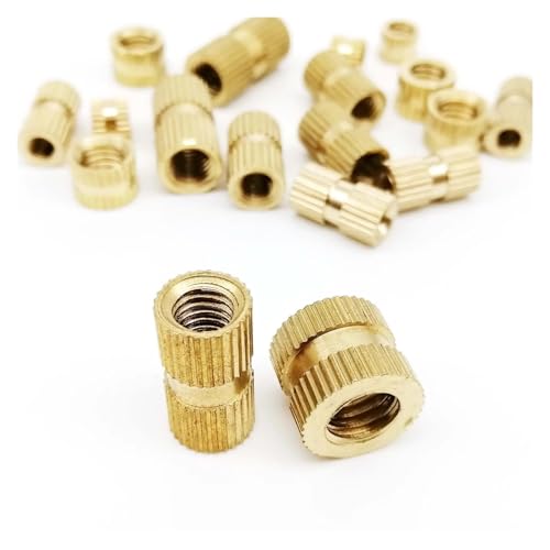 5/10/25 Stück M1.6 M2 .5 M3 Massivmessing Reines Kupfer Metrisches Gewinde Spritzguss Rändel Eingebettete Einsatzmutter(Length 8mm,25pcs M2 (OD3.5mm)) von DUANGYMM