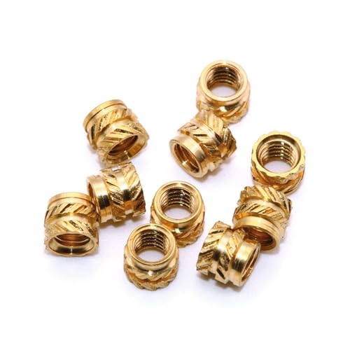 50 Stück M1.4 .6 Messingeinsatz Eingebettete Mutter Rändelmutter Messinggewinde Hitzebeständige Einbettungseinsatzmutter(M1.4x3x2.3 (50pcs)) von DUANGYMM