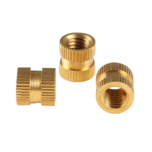 50 Stück M2 .5 M3 Massivmessing Reines Kupfer Metrisches Gewinde Spritzguss Rändeleinsatzmutter Runde Form Spalte OD 3, 4 mm(M3x6mm (OD4mm)) von DUANGYMM