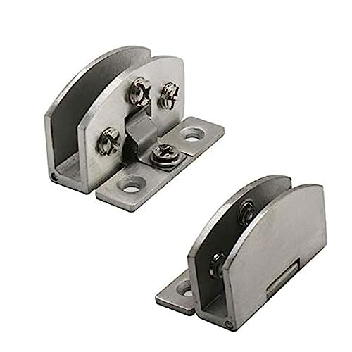 90-Grad-Glastürscharniere, Badezimmer-Klemme aus Zinklegierung, kein Bohren erforderlich, robuste Scharnier-Clips, for Weinschränke, Glastüren, Duschräume, 2 Stück(Silver,S) von DUANGYMM