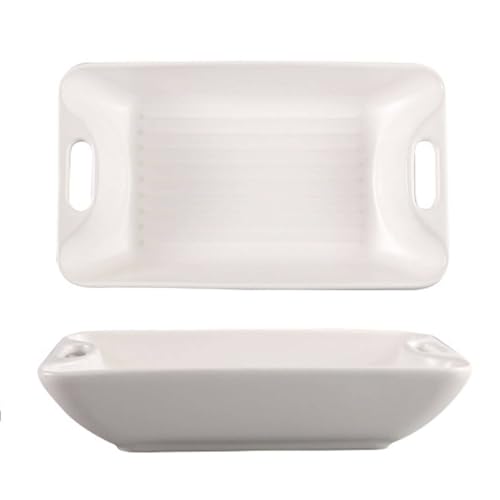 DUANGYMM Backformen for den Backofen, Kleine Lasagneform 2er Set, 1000ml Keramik-Auflaufform, Rechteckiges tiefes Backblech(Wit) von DUANGYMM