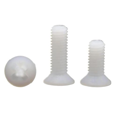 Edelstahlschrauben, M2-M8 Schwarz/Weiß Nylon Kunststoff Senkkopf Kreuzschraube Bolzen(WHITE-20pcs,M8x15mm) von DUANGYMM