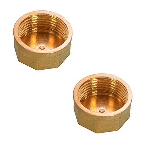 Messingrohrverschraubung, 2PCS Kupfer Außengewinde Messing Rohr Hex Kopf End Kappe Stecker Fitting Adapter(Female Plug,1/4inch) von DUANGYMM