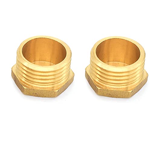 Messingrohrverschraubung, 2PCS Kupfer Außengewinde Messing Rohr Hex Kopf End Kappe Stecker Fitting Koppler Adapter(Male Plug,1/8Inch) von DUANGYMM