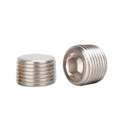 Messingrohrverschraubung, 2PCS Kupfer Außengewinde Messing Rohr Hex Kopf End Kappe Stecker Fitting Koppler Adapter(Pllug,1/4inch) von DUANGYMM
