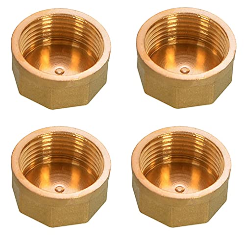 Messingrohrverschraubung, 4PCS Kupfer Außengewinde Messing Rohr Hex Kopf End Kappe Stecker Fitting Koppler Adapter(Female Plug,3/4Inch) von DUANGYMM